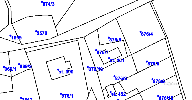 Parcela st. 876/7 v KÚ Brantice, Katastrální mapa