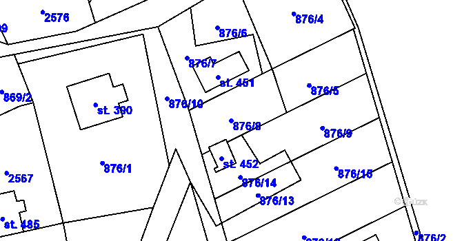 Parcela st. 876/8 v KÚ Brantice, Katastrální mapa