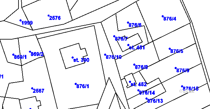 Parcela st. 876/10 v KÚ Brantice, Katastrální mapa