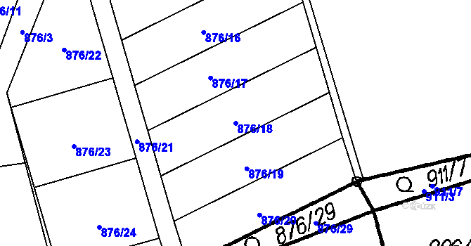 Parcela st. 876/18 v KÚ Brantice, Katastrální mapa