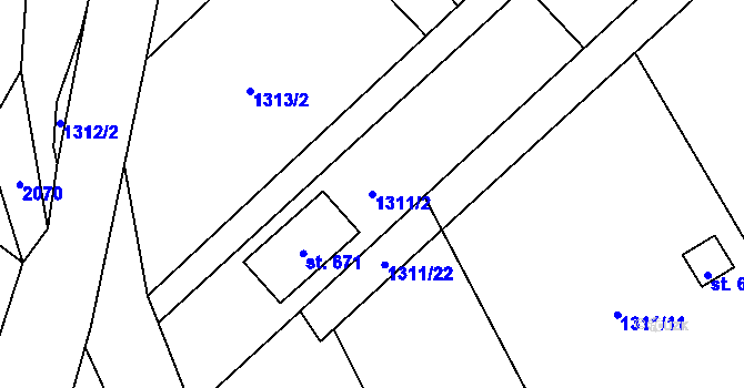 Parcela st. 1311/2 v KÚ Brantice, Katastrální mapa