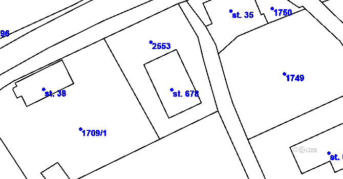 Parcela st. 678 v KÚ Brantice, Katastrální mapa