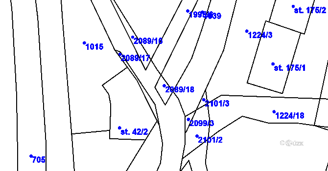 Parcela st. 2089/18 v KÚ Radim u Brantic, Katastrální mapa