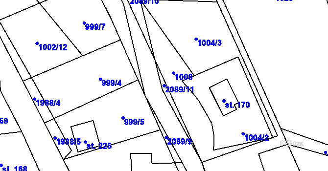 Parcela st. 2089/11 v KÚ Radim u Brantic, Katastrální mapa
