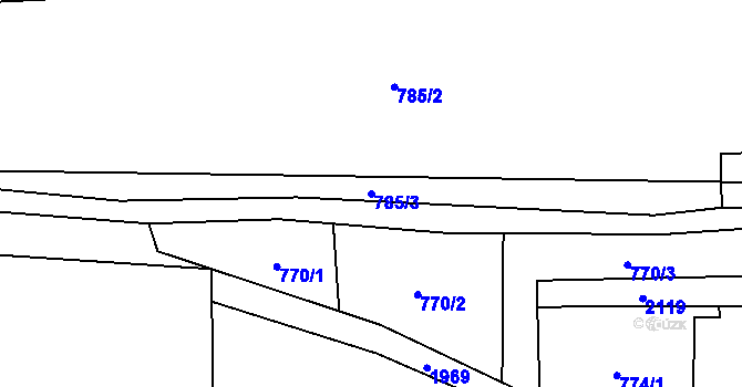 Parcela st. 785/3 v KÚ Radim u Brantic, Katastrální mapa
