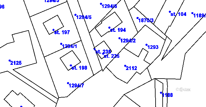 Parcela st. 235 v KÚ Radim u Brantic, Katastrální mapa
