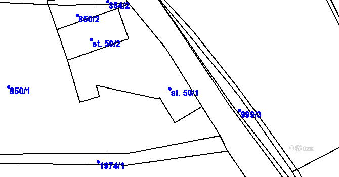 Parcela st. 50/1 v KÚ Radim u Brantic, Katastrální mapa