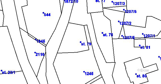 Parcela st. 79 v KÚ Radim u Brantic, Katastrální mapa
