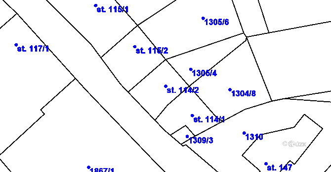 Parcela st. 114/2 v KÚ Radim u Brantic, Katastrální mapa