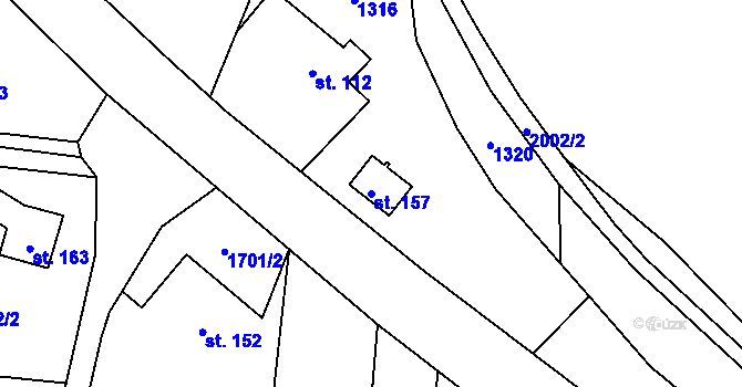 Parcela st. 157 v KÚ Radim u Brantic, Katastrální mapa