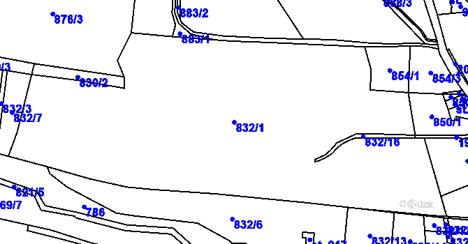 Parcela st. 832/1 v KÚ Radim u Brantic, Katastrální mapa