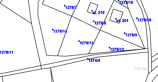 Parcela st. 1278/13 v KÚ Radim u Brantic, Katastrální mapa