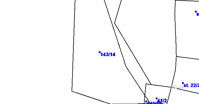 Parcela st. 143/14 v KÚ Branžež, Katastrální mapa