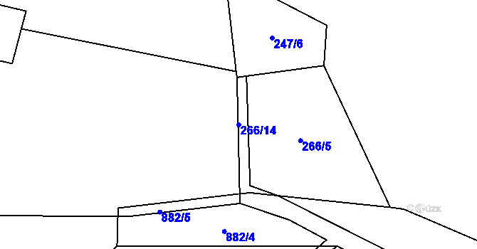 Parcela st. 266/14 v KÚ Branžež, Katastrální mapa