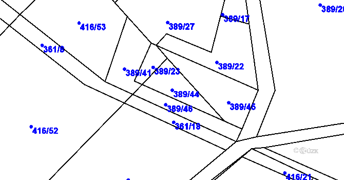 Parcela st. 389/44 v KÚ Branžež, Katastrální mapa