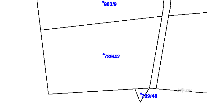 Parcela st. 789/42 v KÚ Branžež, Katastrální mapa
