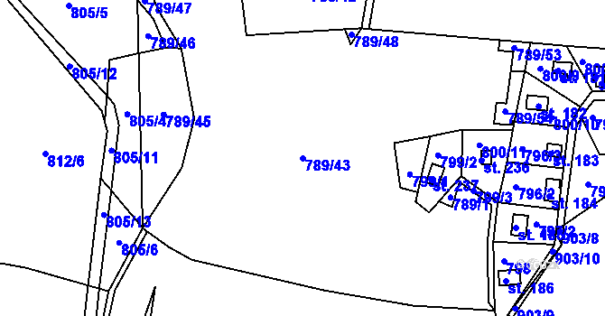 Parcela st. 789/43 v KÚ Branžež, Katastrální mapa