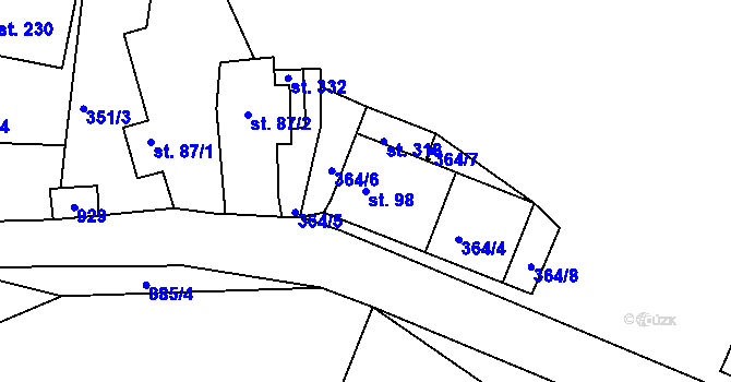 Parcela st. 98 v KÚ Branžež, Katastrální mapa