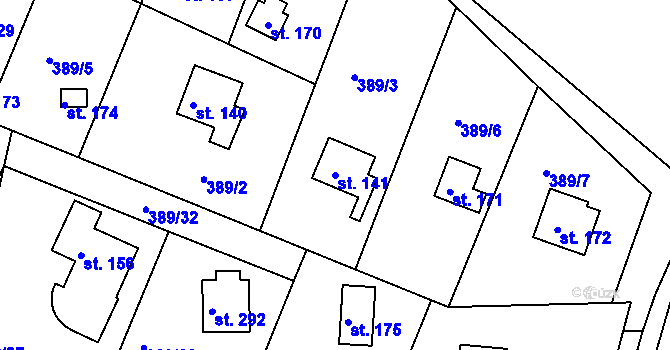 Parcela st. 141 v KÚ Branžež, Katastrální mapa