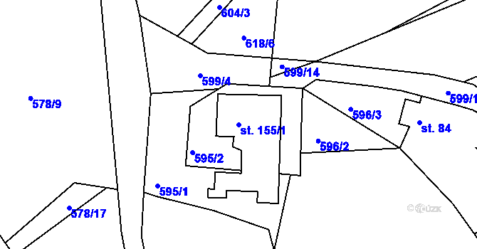 Parcela st. 155/1 v KÚ Branžež, Katastrální mapa