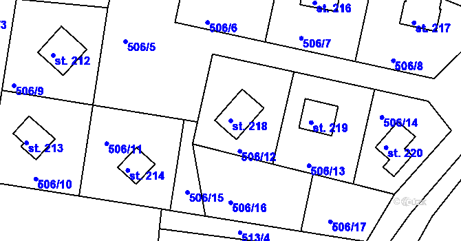 Parcela st. 218 v KÚ Branžež, Katastrální mapa