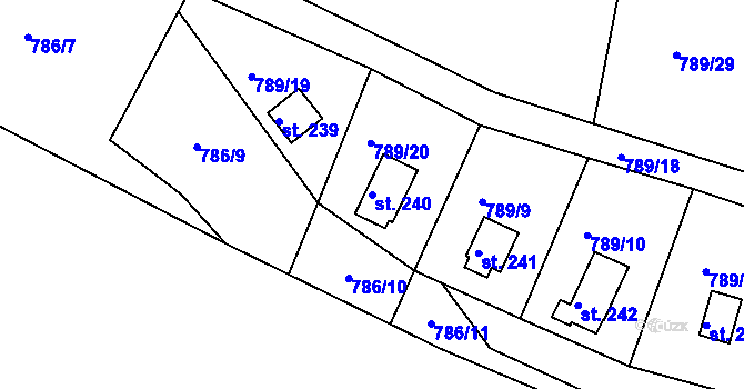 Parcela st. 240 v KÚ Branžež, Katastrální mapa