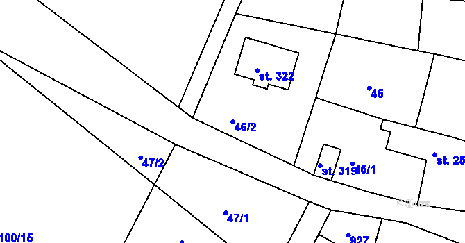 Parcela st. 46/2 v KÚ Branžež, Katastrální mapa