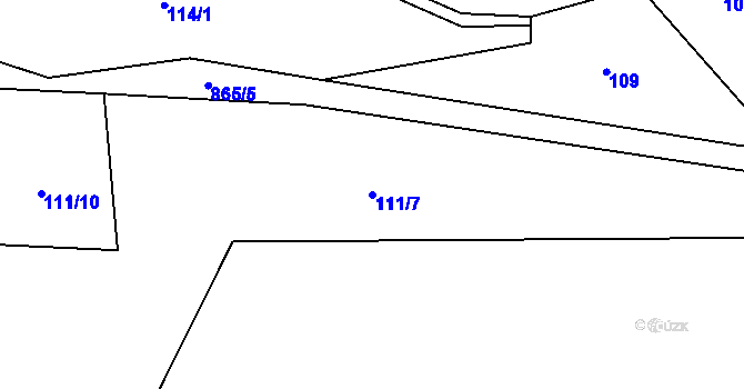 Parcela st. 111/7 v KÚ Branžež, Katastrální mapa