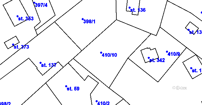 Parcela st. 410/10 v KÚ Branžež, Katastrální mapa