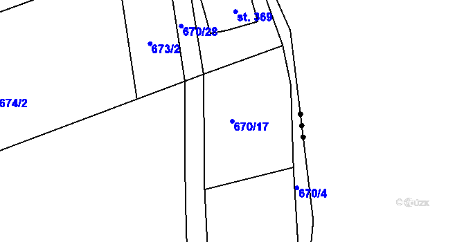 Parcela st. 670/17 v KÚ Branžež, Katastrální mapa