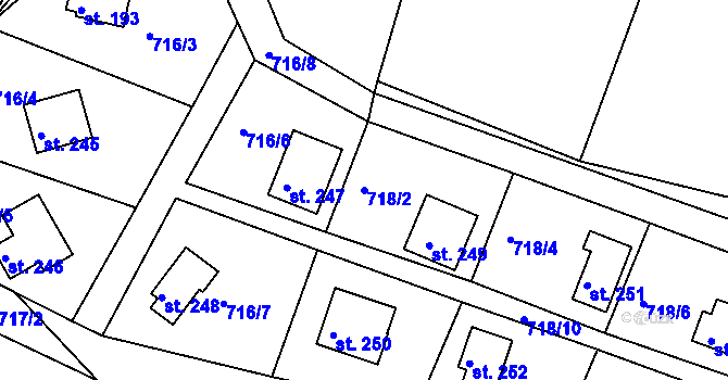 Parcela st. 718/2 v KÚ Branžež, Katastrální mapa