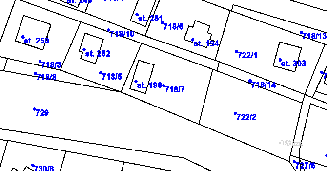 Parcela st. 718/7 v KÚ Branžež, Katastrální mapa