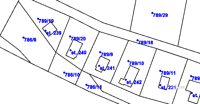 Parcela st. 789/9 v KÚ Branžež, Katastrální mapa