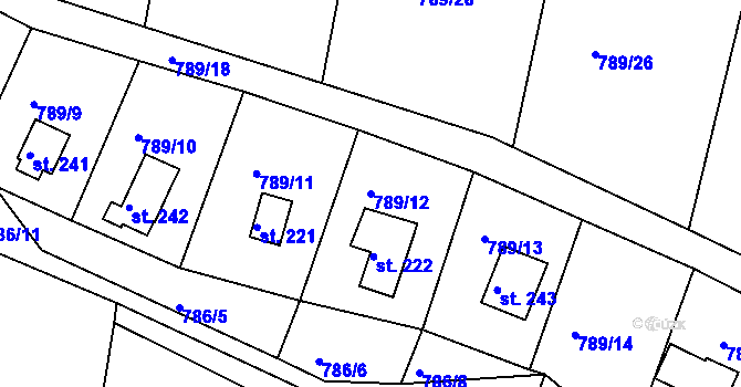 Parcela st. 789/12 v KÚ Branžež, Katastrální mapa