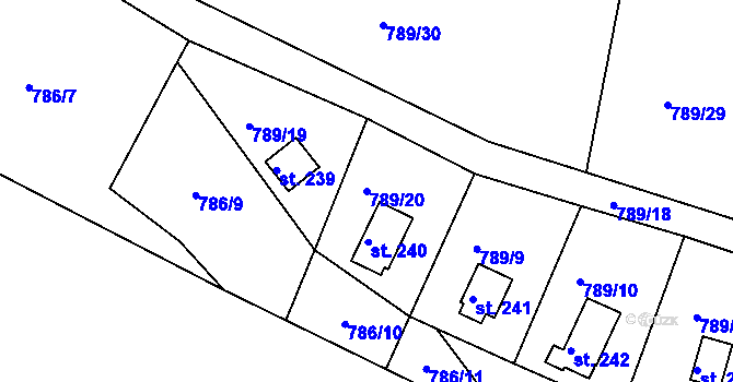 Parcela st. 789/20 v KÚ Branžež, Katastrální mapa