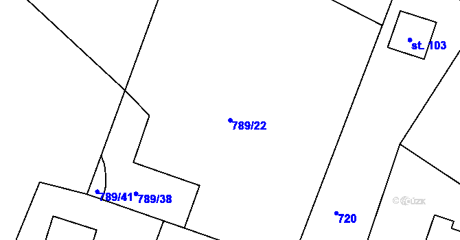 Parcela st. 789/22 v KÚ Branžež, Katastrální mapa