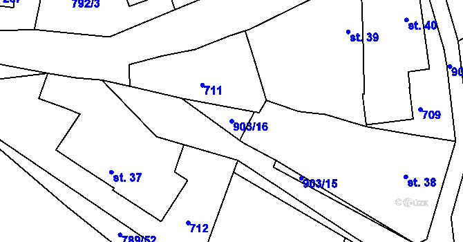 Parcela st. 903/16 v KÚ Branžež, Katastrální mapa