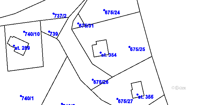 Parcela st. 354 v KÚ Branžež, Katastrální mapa