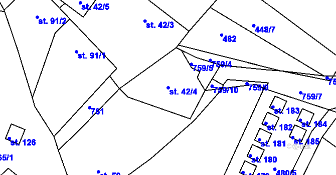 Parcela st. 42/4 v KÚ Srbsko, Katastrální mapa