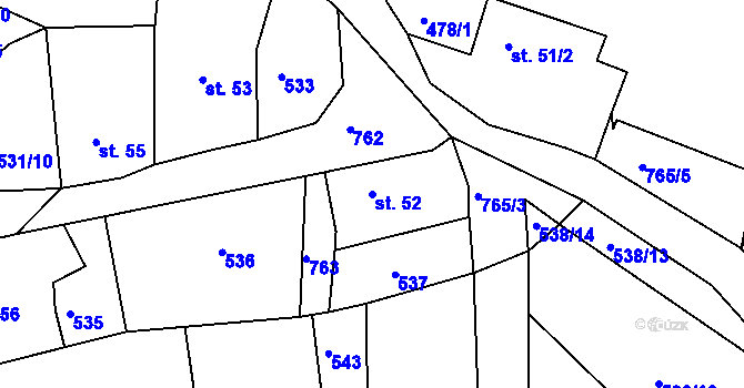 Parcela st. 52 v KÚ Srbsko, Katastrální mapa