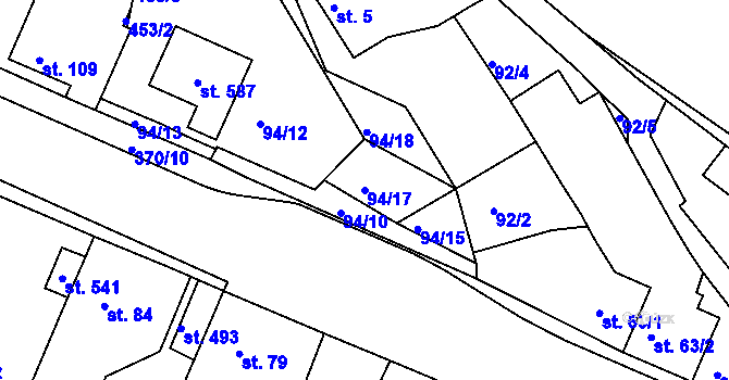 Parcela st. 94/17 v KÚ Braškov, Katastrální mapa