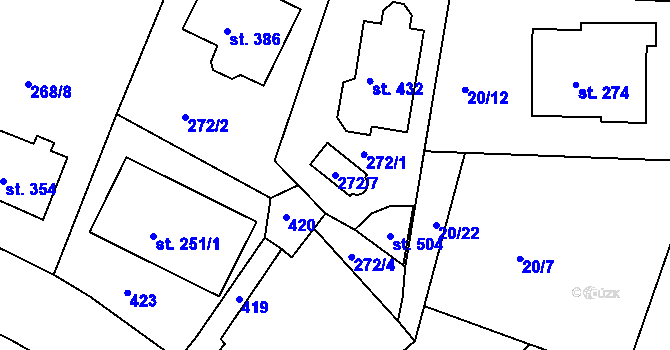 Parcela st. 272/7 v KÚ Braškov, Katastrální mapa