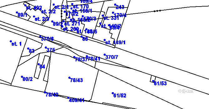 Parcela st. 370/7 v KÚ Braškov, Katastrální mapa