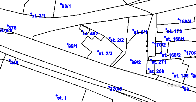 Parcela st. 2/3 v KÚ Braškov, Katastrální mapa