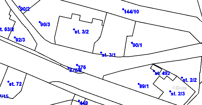 Parcela st. 3/1 v KÚ Braškov, Katastrální mapa