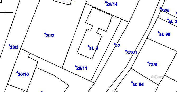 Parcela st. 8 v KÚ Braškov, Katastrální mapa