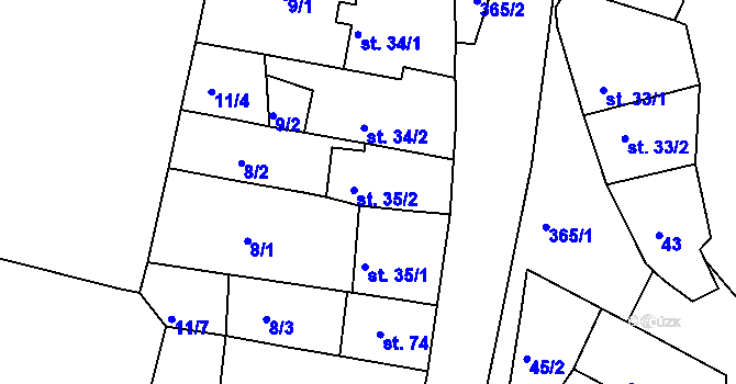 Parcela st. 35/2 v KÚ Braškov, Katastrální mapa