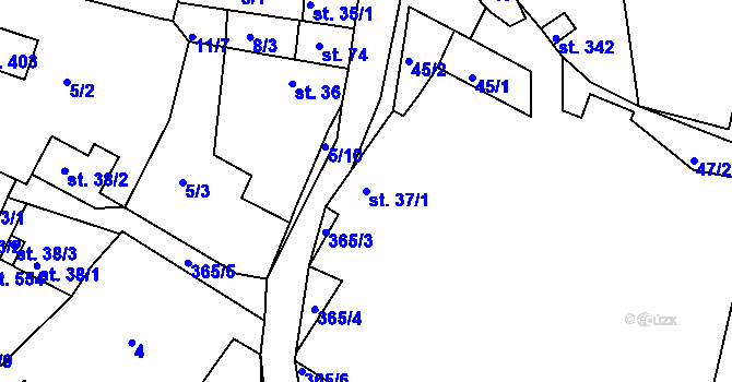 Parcela st. 37/1 v KÚ Braškov, Katastrální mapa