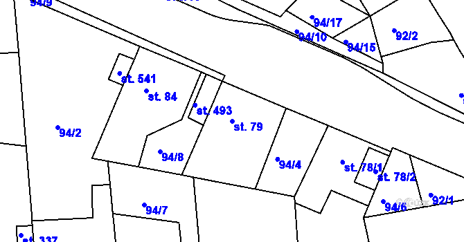 Parcela st. 79 v KÚ Braškov, Katastrální mapa