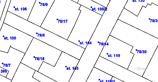 Parcela st. 104 v KÚ Braškov, Katastrální mapa
